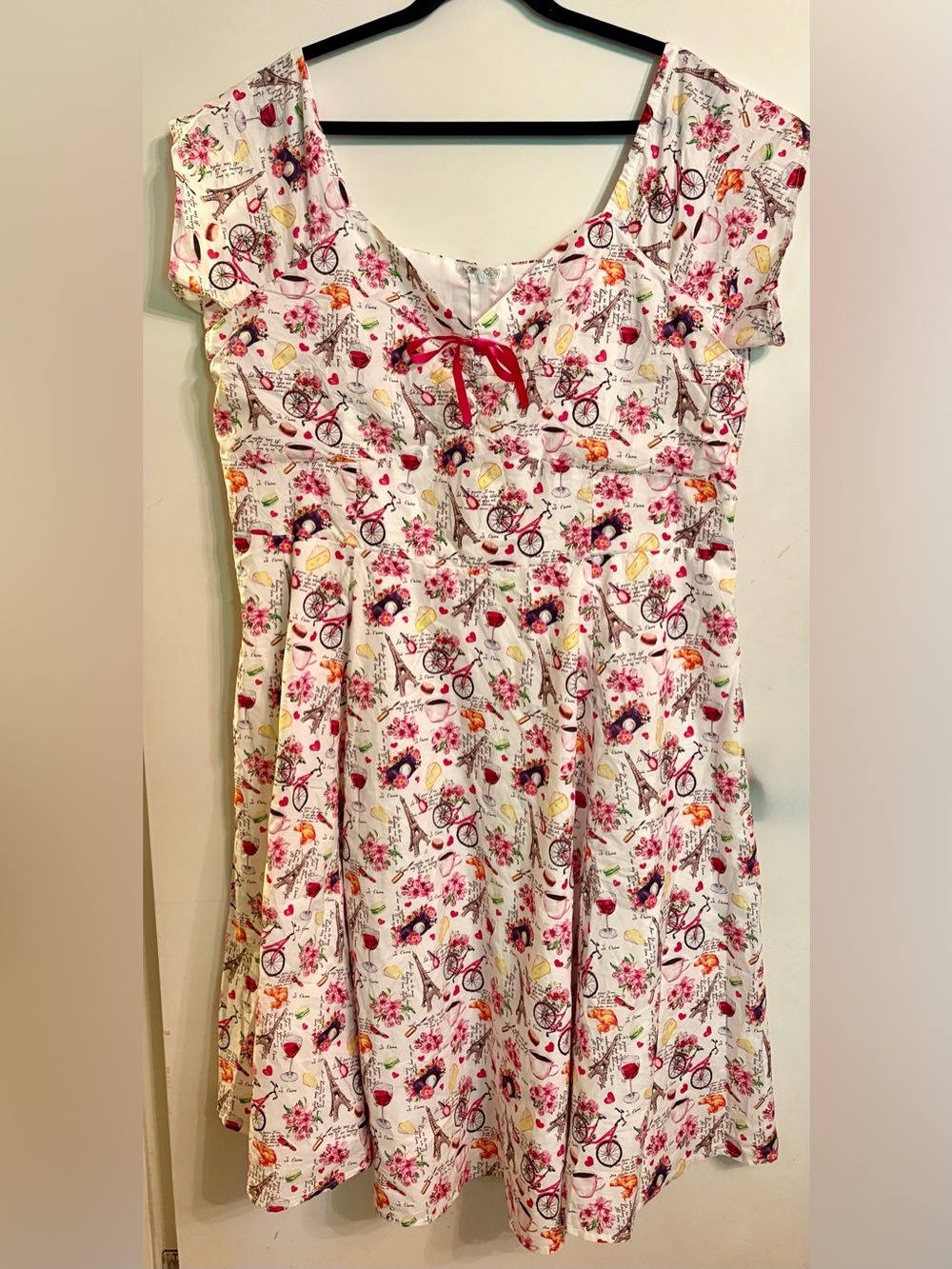 Unique Vintage Parisian Print Fit-and-Flare Dress size 3X/20